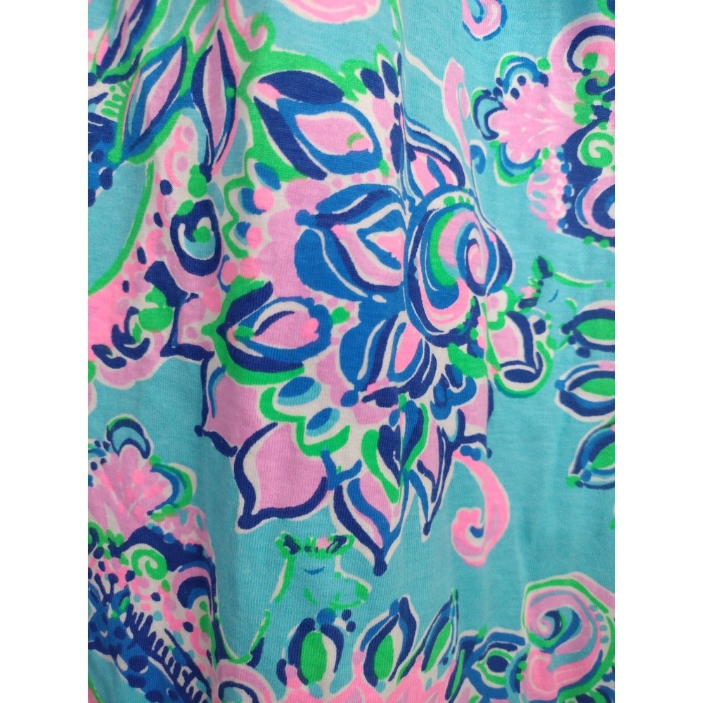 Lilly Pulitzer Etta Pom Pom V-Neck Dress Easy Peasy Blue White Cotton Medium - Picture 10 of 11